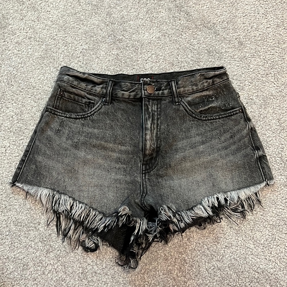 BDG High-Rise Cheeky Distressed Black Shorts